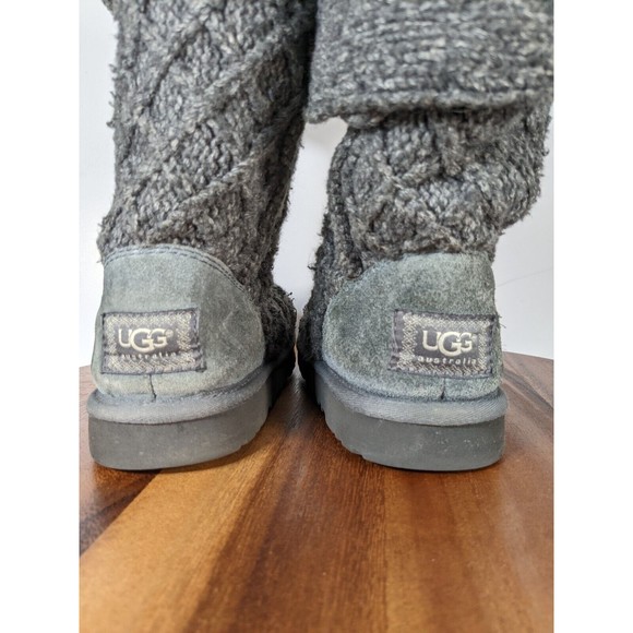 UGG Australia Lattice womens boots Size 7 Tall Knit Gray SN 3066 Winter Shoes - Picture 6 of 11
